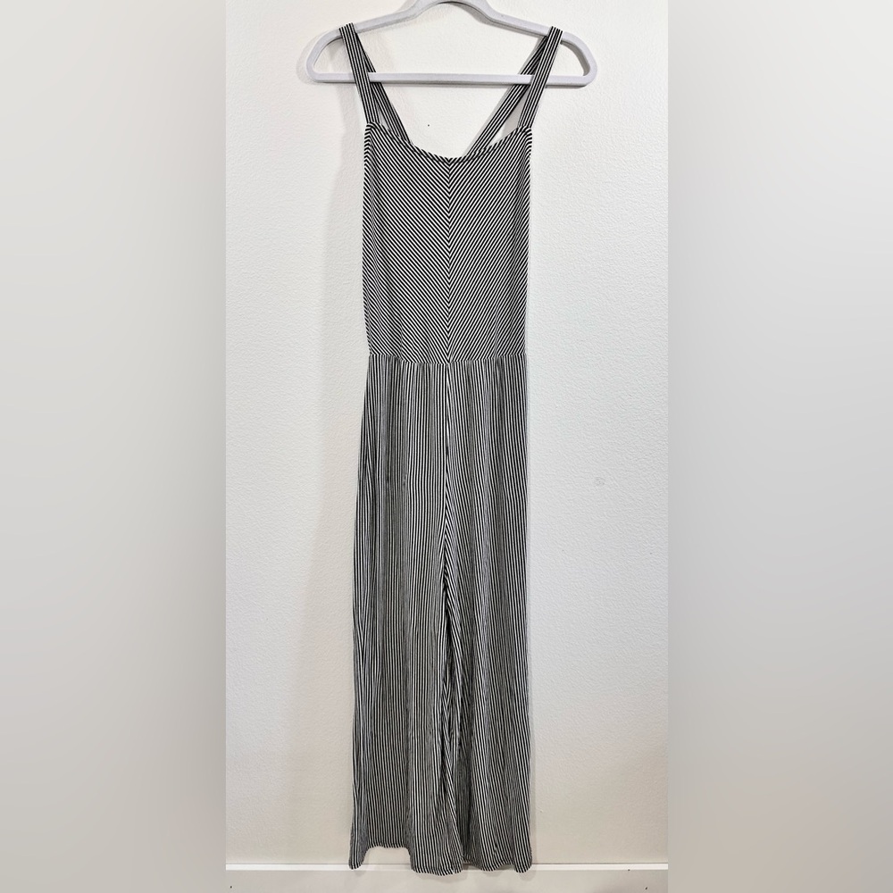 Rolla Coaster Black & White Striped Jumpsuit Large Stretchy Minimalist